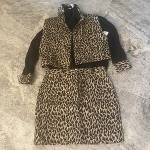 3 Piece Animal Print Skirt Set